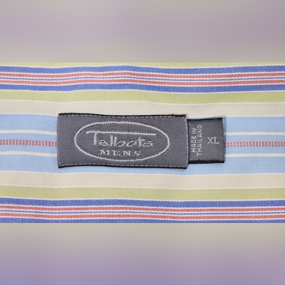 VINTAGE Talbota Mens Casual Button Up Men's Short Sleeve Shirt XL Striped - Picture 8 of 11